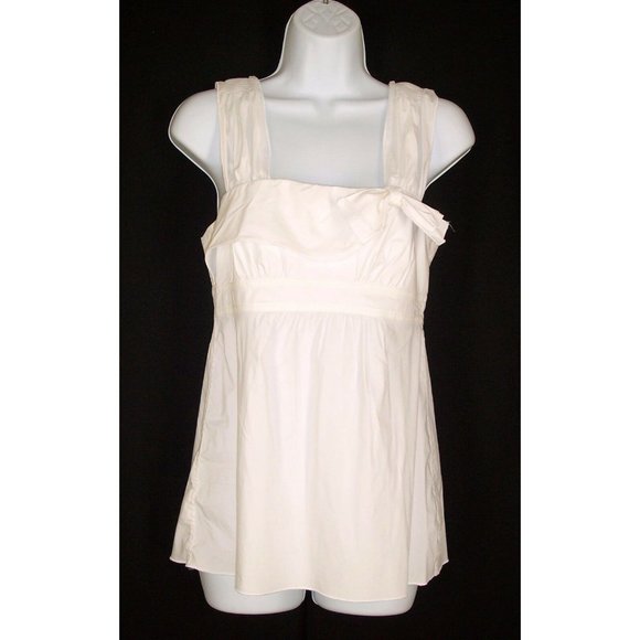 BCBG Max Azria Top S White Sleeveless Tank Zipper Back Bow Detail - Picture 1 of 9
